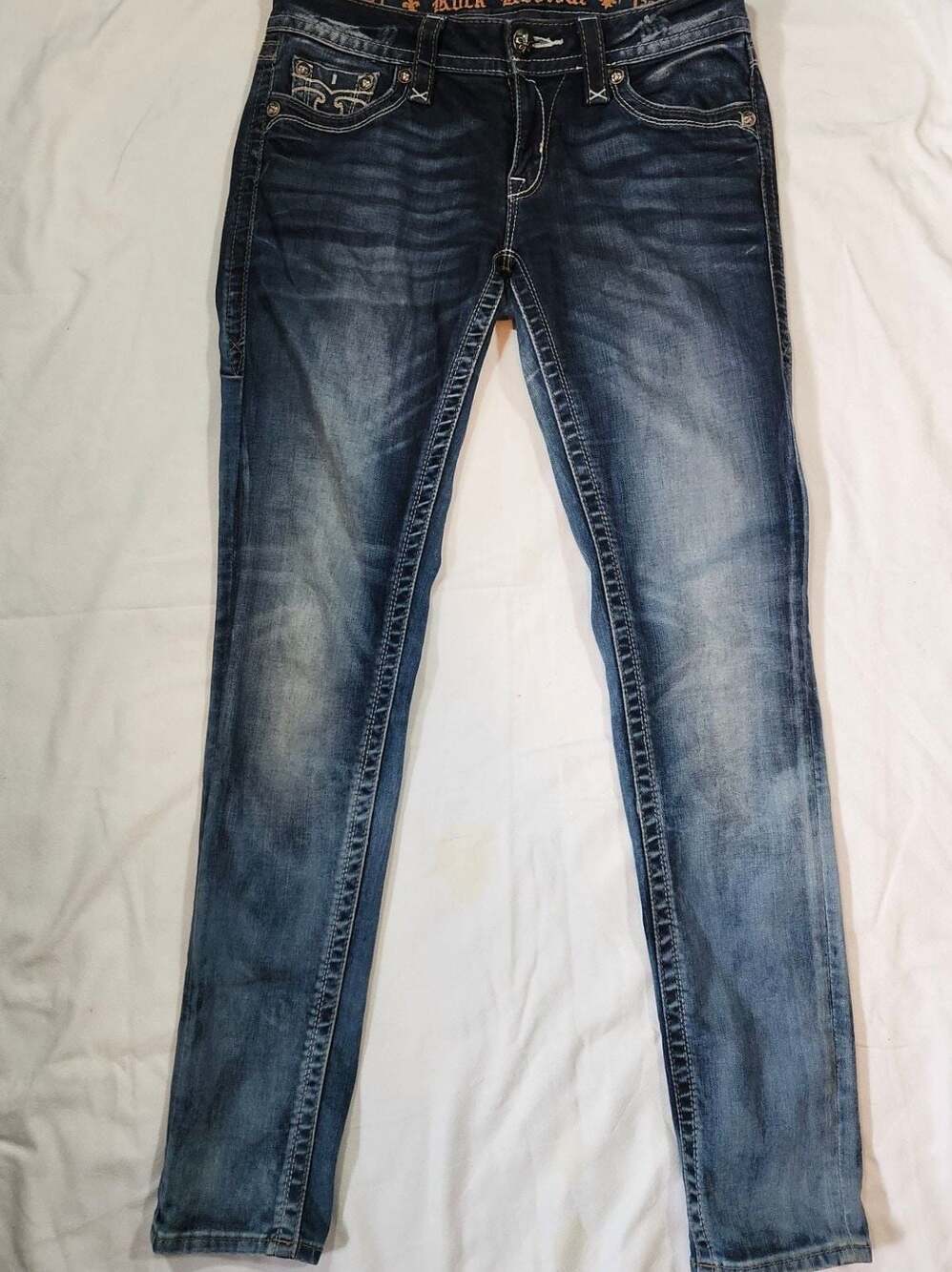 Rock Revival Men's Jeans Blue Wash Straight Leg Size 28